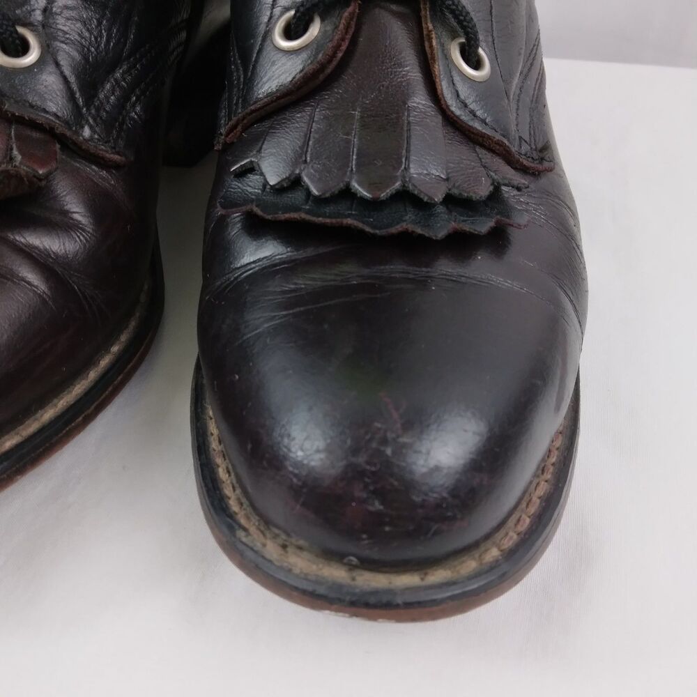 Laredo Kiltie Boots 2-Tone Black Brown Leather Lace Up Steampunk Women's 6.5 M - Picture 7 of 16